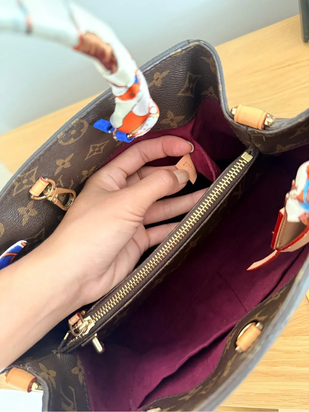Louis Vuitton Brown Monogram Canvas Satchel with Scarf-Wrapped Handles
